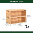 Stackable Bamboo Tea Box Organizer (Set of 2) - Large Capacity Tea Bag Storage Holder for Pantry & Cabinet - Multipurpose Tea Chest - Sustainable Kitchen Drawer & Office Breakroom Decor