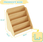 Lkeiyay Montessori Kids Bookshelf, Wooden 4-Tier Front Facing Book Organizer for Nursery Classroom Kids Room