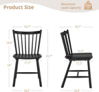 LUE BONA Upgraded Dining Chairs Set of 4, Farmhouse Wooden Spindle Back Kitchen Chairs, Windsor Dining Chairs for Kitchen and Dining Room, Black