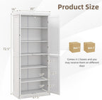 LOKO 4 Door Kitchen Pantry Cabinet, Freestanding Storage Cabinet with Adjustable Shelve, 72.5” Tall Buffet Cabinet for Dining Room, Living Room, Laundry, Home Office (White)