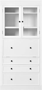 Merax 78'' Extra-Tall Kitchen Pantry Storage Cabinet, Freestanding Multifunctional Cupboard with 3 Drawers & 2 Adjustable Shelves & Power Outlet & Drop-Down Surface, for Dining and Living Room, White