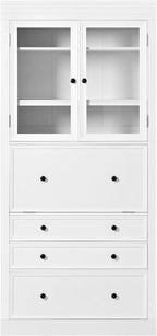 Freestanding Kitchen Pantry Storage Cabinet, 36 * 16.5 * 78 Inch Multifunctional Cupboard with 3 Drawers, Adjustable Shelves and Power Outlet for Dining Room, White