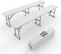 6FT Folding Bench, 2 Pack Fold-in-Half Portable Seating with Carry Handle, Heavy Duty 770lbs Capacity Soccer Sideline Team Seating for Games, Party & Events, Indoor/Outdoor, Camping
