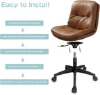 Office Chair, Ergonomic Desk Chair with Padded Cushion & Backrest, Adjustable Height & 360° Swivel, Armless Task Chair for Home Office, Computer Desk & Vanity Brown 1