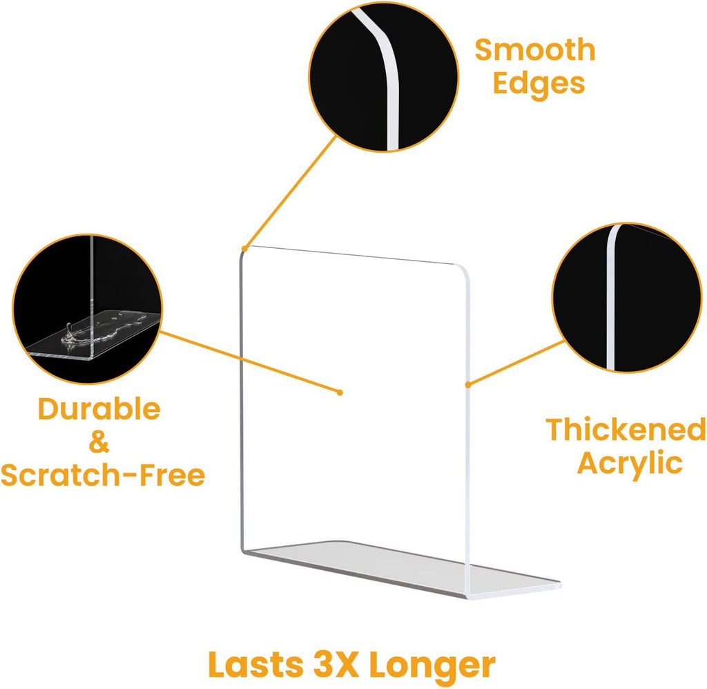 Shelf Dividers for Closet Organization – Acrylic Clear Sturdy Dividers to Keep Clothes, Sweaters & Purses Upright, Free-Standing for Wood Shelves, 10" Tall x 12" Deep, 8 Pack