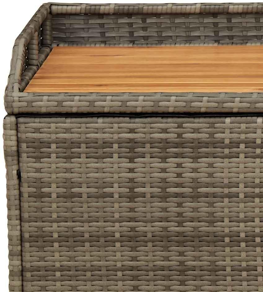 Storage Bench Grey and Brown Synthetic Poly Rattan Patio Bench for Outdoor Porch Seating with 2-Person Capacity and Gas Spring Lid for Easy Access