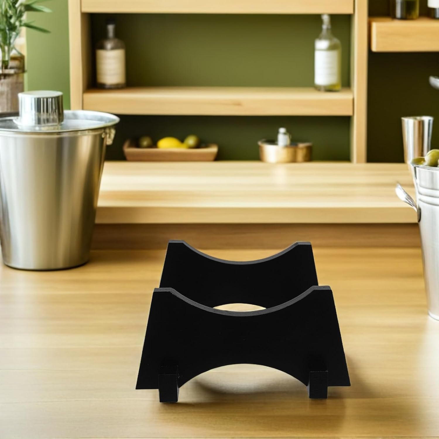 Wood Stand for 1.5L Oak Aging Barrel - Whiskey Cask Holder - Wooden Stand for Beverage Dispenser - Gallon Water Bucket Support Rack Black