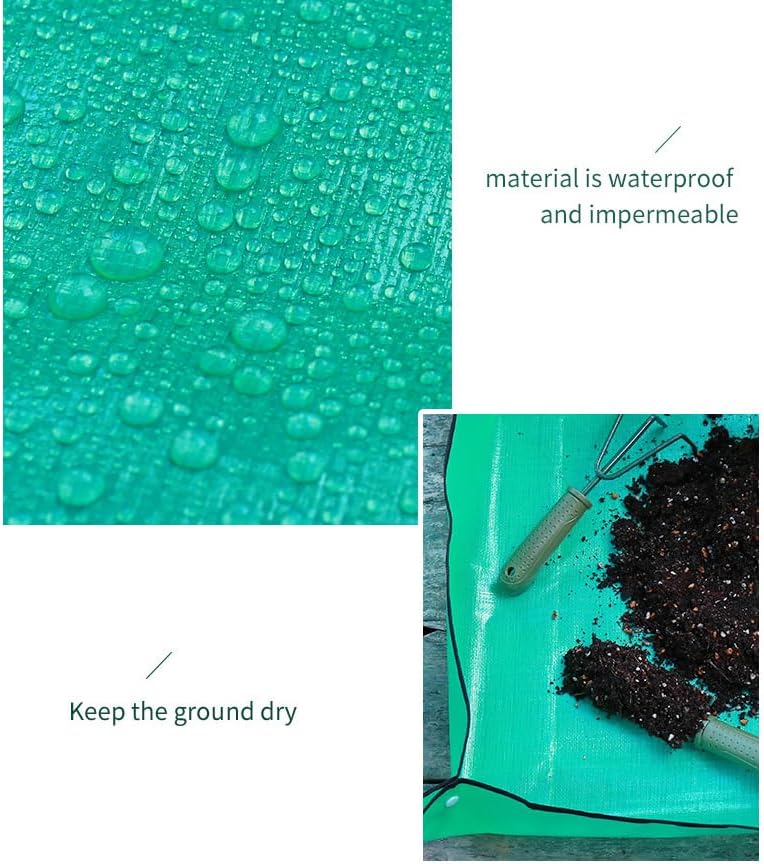 Repotting Mat for Indoor Plants, Green, Thickened PE, 26.8x26.8 Inch, Waterproof Portable Potting Tray for Transplanting and Dirt Control