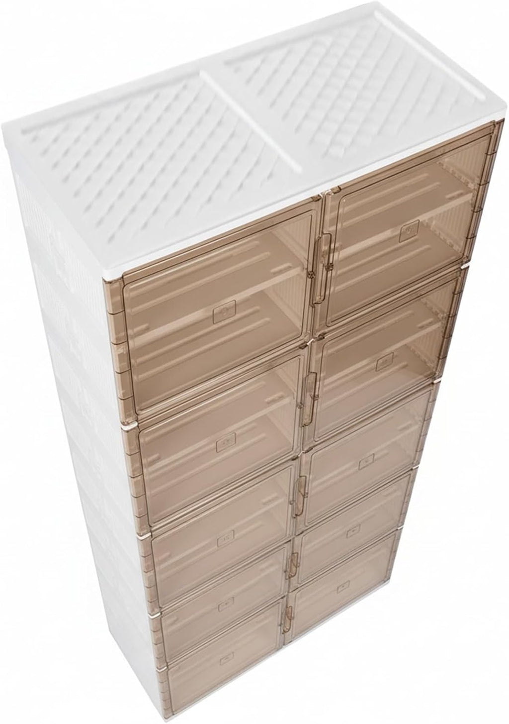 10 Tiers 40 Pairs Easy Assembly Shoe Shelves Organizer with Doors Foldable Shoe Rack Organizer Cabinet for Entryway Living Room