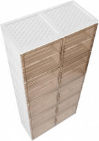 10 Tiers 40 Pairs Collapsible Shoe Rack Organizer with Doors Large Plastic Folding Shoe Cabinet for Closet Entryway Living Room