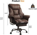Big and Tall Office Chair Wide Seat Ergonomic Leather Executive Desk Chair with Leg Rest, Heavy-Duty 550 lbs Adjustable Height Computer Gaming Chairs
