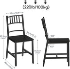 HOOBRO Dining Chairs Set of 2, Wooden Kitchen Chairs with Metal Frame, Industrial Dining Chairs with Back, Easy to Assemble, Farmhouse Dining Chairs for Living Room, Black BB39CD01