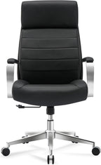 Realspace® Modern Comfort Modee Vegan Leather High-Back Executive Office Chair, Black/Chrome, BIFMA Compliant