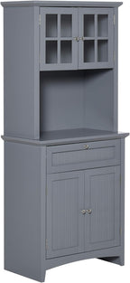 64" Kitchen Pantry Cabinet with Storage,Buffet Sideboard for Coffee Maker & Toaster,Snacks,Spices & Wine Liquor Cabinet for Kitchen Dining Room & Coffee Bar,Grey