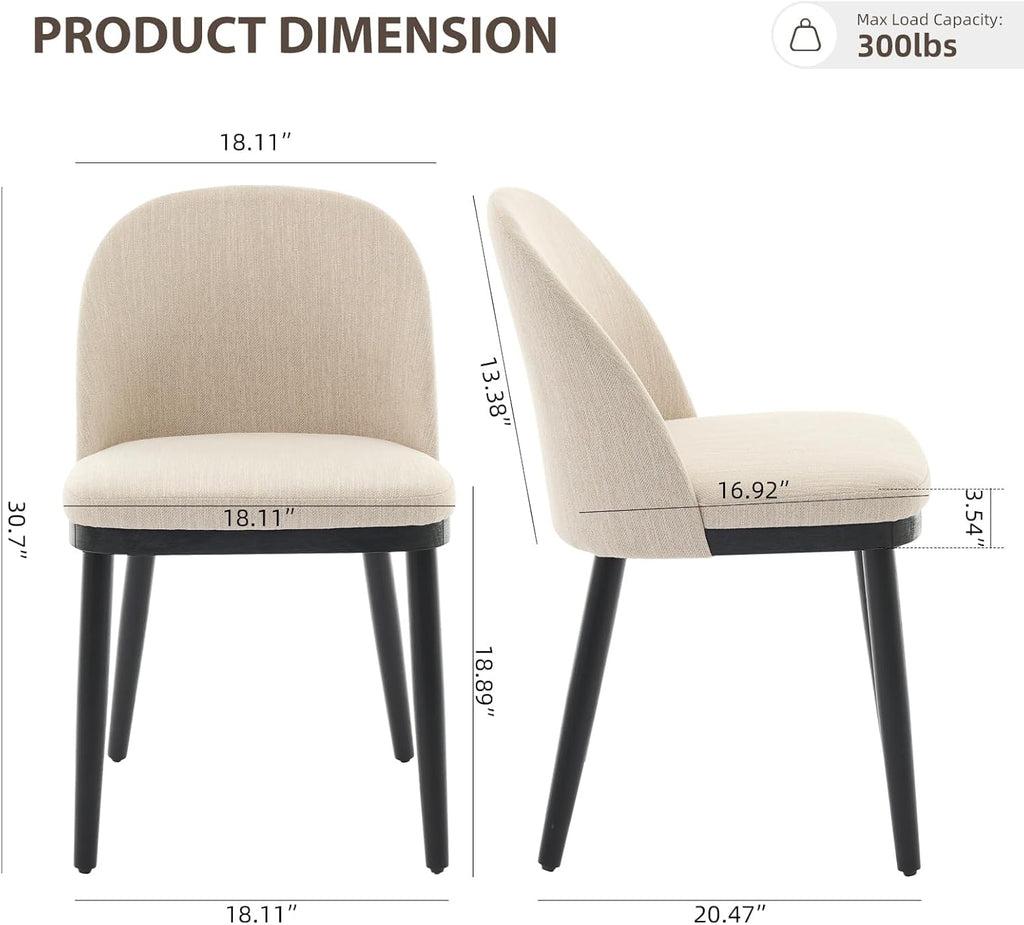 Garvee Wooden Dining Chairs Set of 6, Upholstered Kitchen Dining Room Chair, Modern Linen Fabric Farmhouse Dinner Chair with Leveling Feet/High Backrest Support for Dining Room, Living Room,Beige