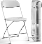 Folding Chair,Plastic Folding Chairs for Outside,Heavy Duty Foldable Chair,Sturdy Metal Indoor Outdoor Folding Chairs,350 lbs Capacity,for Home,Office,Patio,Comfy (White, 6Pack)