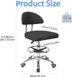 Height Adjustable Drafting Chair, Tall Office Chair with Backrest and Foot Rest, Swivel Rolling Stool, Ergonomic Computer Chairs, for Home Office Studio Dental Salon, 220 lbs Black