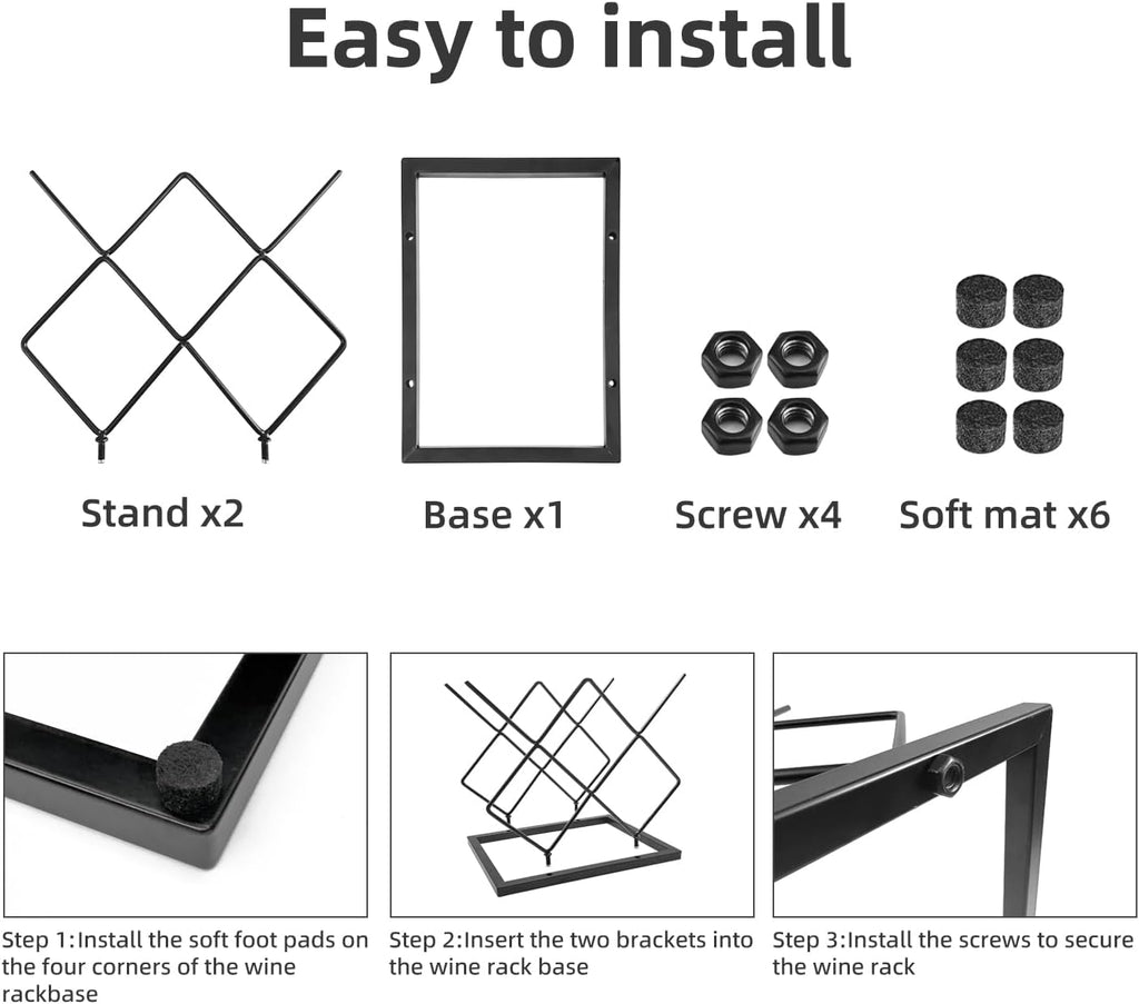 MCSAPIL Small Wine Racks Countertop(5 Bottle Capacity),Metal Wine Bottle Holder Modern Black for Home Kitchen Bar,Tabletop Wine Rack for Cabinet, Pantry, Wine Bottle Storage