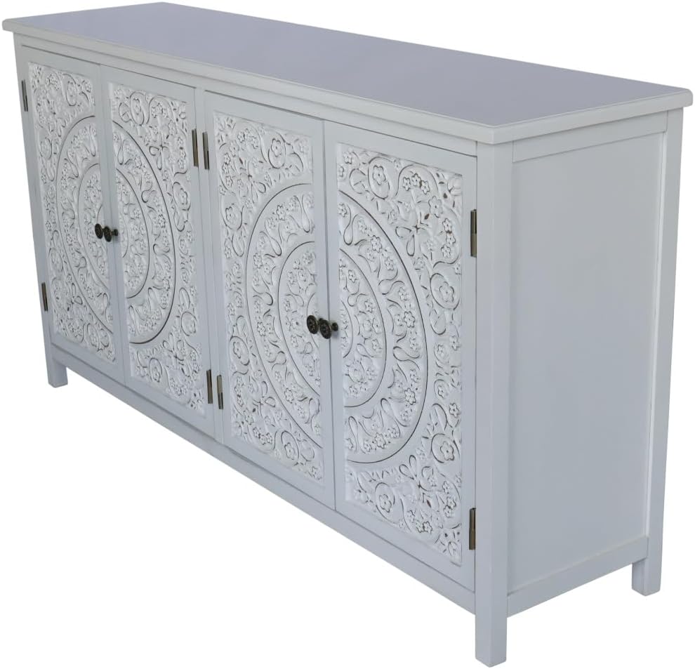 Mid-Century Accent Cabinet with 4 Doors, Rustic Sideboard Pantry Cabinet, for Home Decor,for Kitchen Home