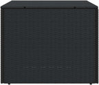 Garden Storage Box Black Poly Rattan Resin Wicker Container Chest 76.9 Gal Weather Resistant Outdoor Patio Deck Cushion Bench with Lockable Lid for Backyard Porch Balcony Yard