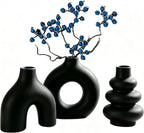 Upgraded Ceramic Vases Set for Home Decor, 3 Piece Modern Neutral Room Decor Desk Vase Bedroom Decor Flower Vase for Table Shelf Office Kitchen, Happy Birthday Gifts for Women Mom Men (Mix-3Pcs)