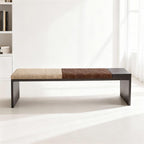 Modern Fabric Bench for Office Area Casual Dressing Room Bedroom Wooden Bed end Entryway(XS)