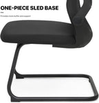 MoNiBloom Office Guest Chair Without Wheels, Executive Reception Chair with Lumbar Support and Sled Base, Mid-Back Mesh Task Chair with Flip-Up Arms for Reception Conference Wait Room, 250 LBS, Black