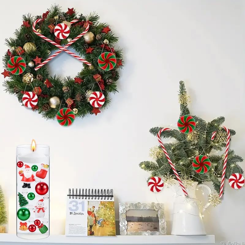 98 Pieces Christmas Vase Filler Decorations for Beads Faux Beads Party Garland for Vases Filler Wedding Centerpiece Christmas Party Decor (Christmas Theme)