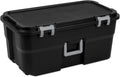 22 Gallon Large Rolling Footlocker, Heavy Duty Plastic Storage Trunk with Wheels and Lockable Handle, Black, 31" x 18" x 14"