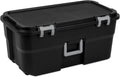 31.4" Black Plastic Storage Footlocker - Heavy-Duty Trunk with Wheels & Lockable Latches - for Camping, College Dorms & Home Organization