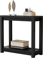 32" Entryway Table, Long Narrow Console Table with Shelves, Farmhouse Wood Sofa Table Behind Couch, Rustic Entry Table for Hallway, Living Room or Foyer, Black