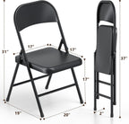 Folding Chairs 4 Pack, Heavy Duty Metal Foldable Chairs, Indoor Outdoor Portable Chair, Event Chair for Wedding Party Banquet Church Kitchen, Load Capacity 360 Lbs, All-Iron Material (Black)