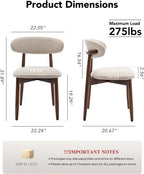 Dining Room Chairs Set of 2, Upholstered Farmhouse Dining Chairs, Modern Fabric Kitchen Chairs with Solid Wood Leg,Beige