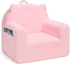 MONKISS Comfy Toddler Chair, Cute Toddler Foam Couch, High Back Kids Reading Armchairs, Birthday Gifts for Boys and Girls, 1-6 Years Old, Pink Cat