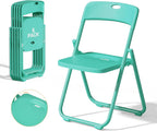 VINGLI Mint Green Plastic Folding Chairs Lightweight 6 Pack for Outdoor & Indoor, Portable Stackable Commercial Seat with Metal Frame for Events, Dinning, Wedding, Party, Office, Camping