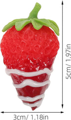 6pcs Artificial Realistic Strawberries Chocolate Dipped Faux Fruit Decoration Set for Photography Props Cake Toppers Party Photo Shoot