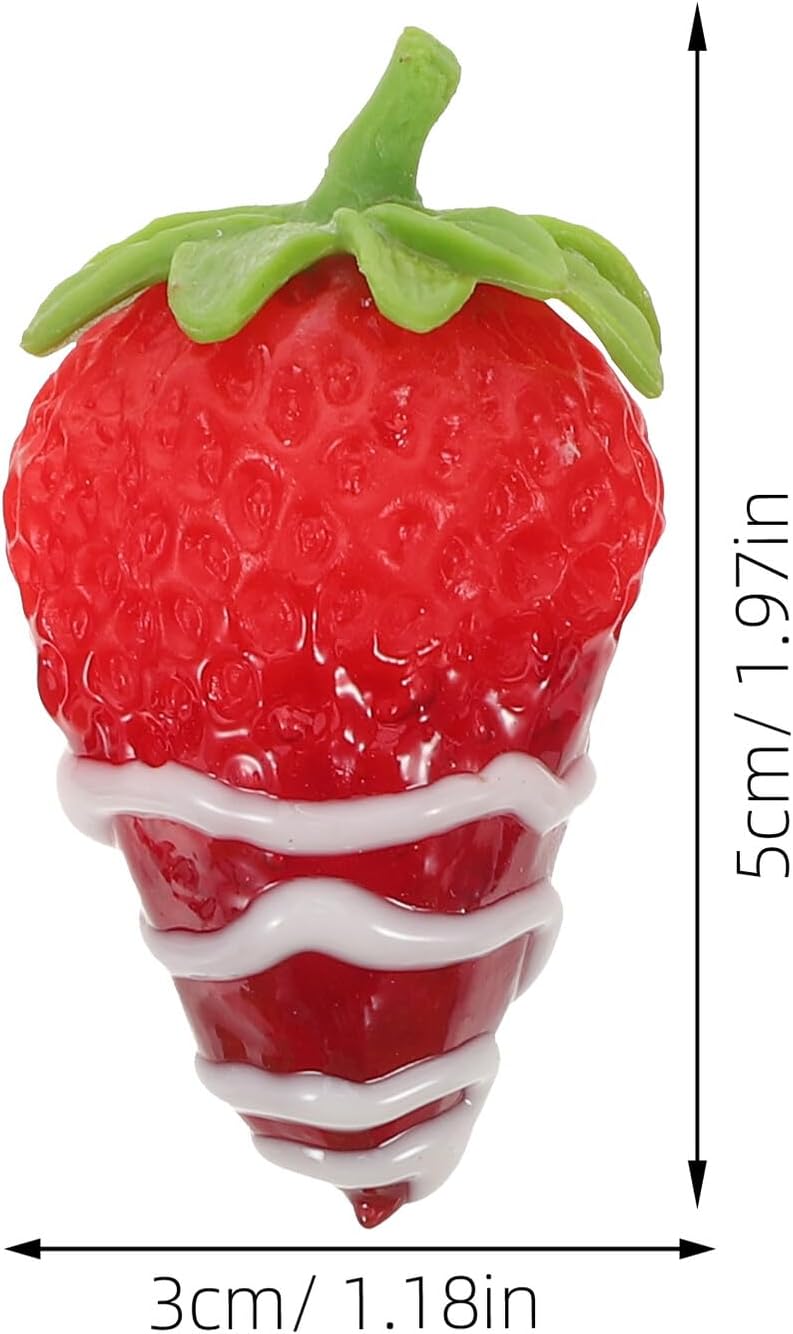 6pcs Artificial Realistic Strawberries Chocolate Dipped Faux Fruit Decoration Set for Photography Props Cake Toppers Party Photo Shoot