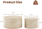LKTART Round Nesting Coffee Table Set of 2， Modern Small Circle Coffee Table Travertine Side Table End Table Circular Coffee Tables Drum Nested Coffee Tables for Living Room