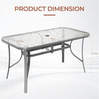 TLSUNNY Patio 30"X 55" Rectangular Glass Table with 1.69″ Umbrella Hole | Outdoor Dining Table for 6, with Powder-coated Metal Frame, 5mm Thickened Glass, 220LBS, All-Weather for Graden, Backyard