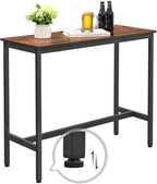 VASAGLE Bar Table, Kitchen Dining Table, High Top Pub Table, Bar Height Cocktail Table for Living Room Party, Sturdy Metal, 15.7 x 39.4 x 35.4 Inches for Narrow Spaces, Rustic Brown and Ink Black