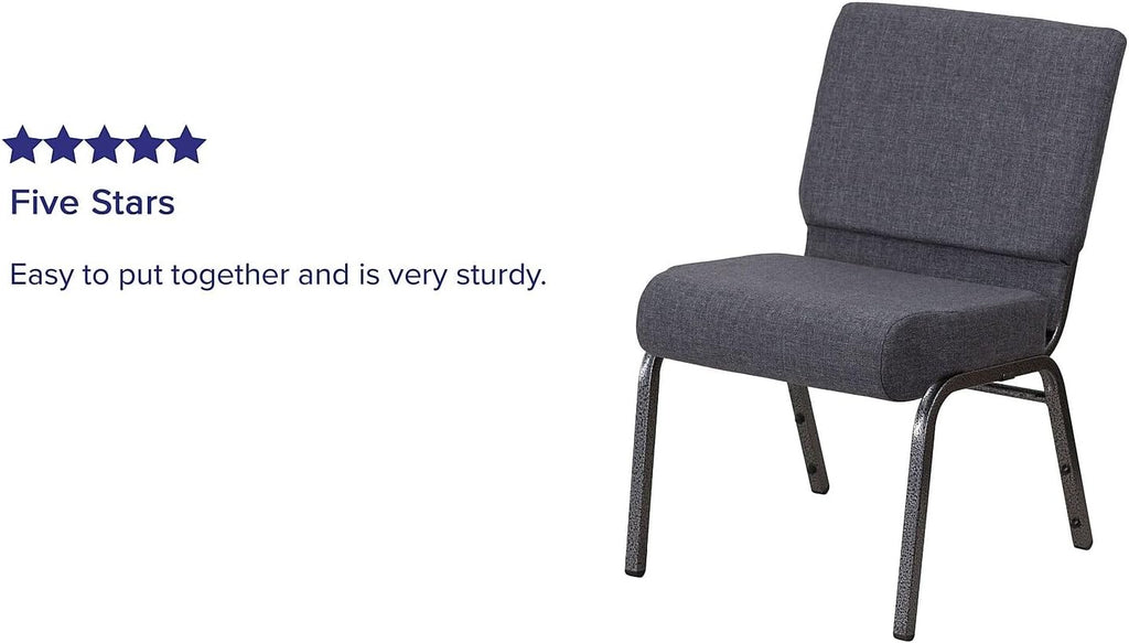 Flash Furniture 4 Pack HERCULES Series 21''W Church Chair in Dark Gray Fabric - Silver Vein Frame