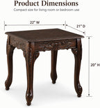 Traditional Dark Cherry Wood End Table with Claw Feet Ornate Vintage Side Table for Living Room Bedroom Sofa Side Accent Table Classic Furniture