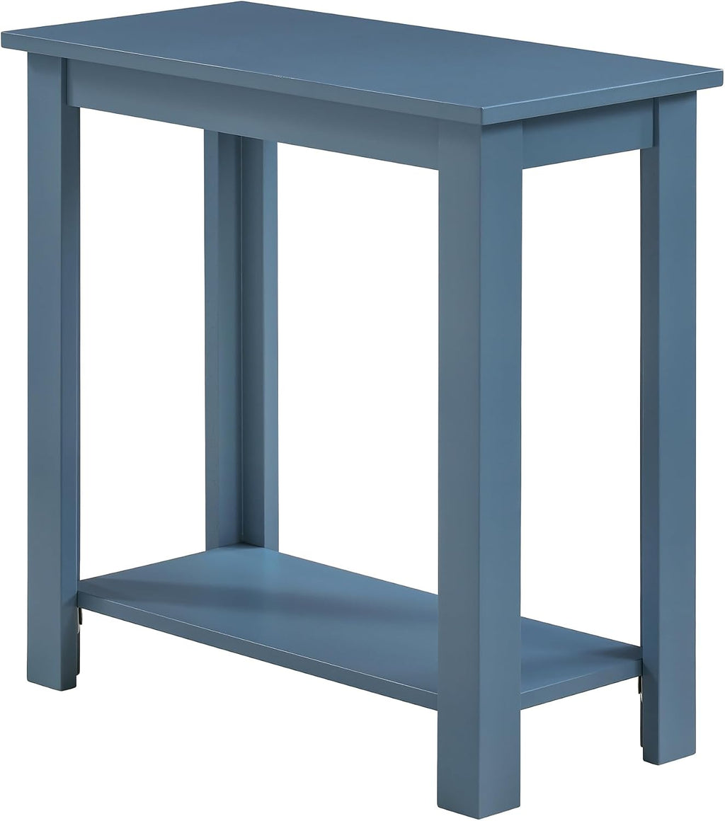 Convenience Concepts Designs2Go Baja Chairside End Table 23.75" - Transitional Narrow Side Accent with Storage Shelf for Modern Living or Family Room, Bedroom Nightstand, Dusty Blue