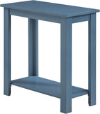 Convenience Concepts Designs2Go Baja Chairside End Table 23.75" - Transitional Narrow Side Accent with Storage Shelf for Modern Living or Family Room, Bedroom Nightstand, Dusty Blue