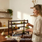 Bamboo 3-Tier Matcha Station, Coffee Organizer & Mug Display for Countertop | brown, solid bamboo structure, 3-tier storage, smooth easy-wipe surface, simple assembly, for kitchen coffee office