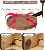 Retractable Wall Mount Folding Table, Adjustable Wall Mounted Coffee Table, Balcony Coffee Table, 13.78 Inch Round Wooden Tabletop, Acacia Brown, Adjustable Angle, Space-Saving Design (black, large)