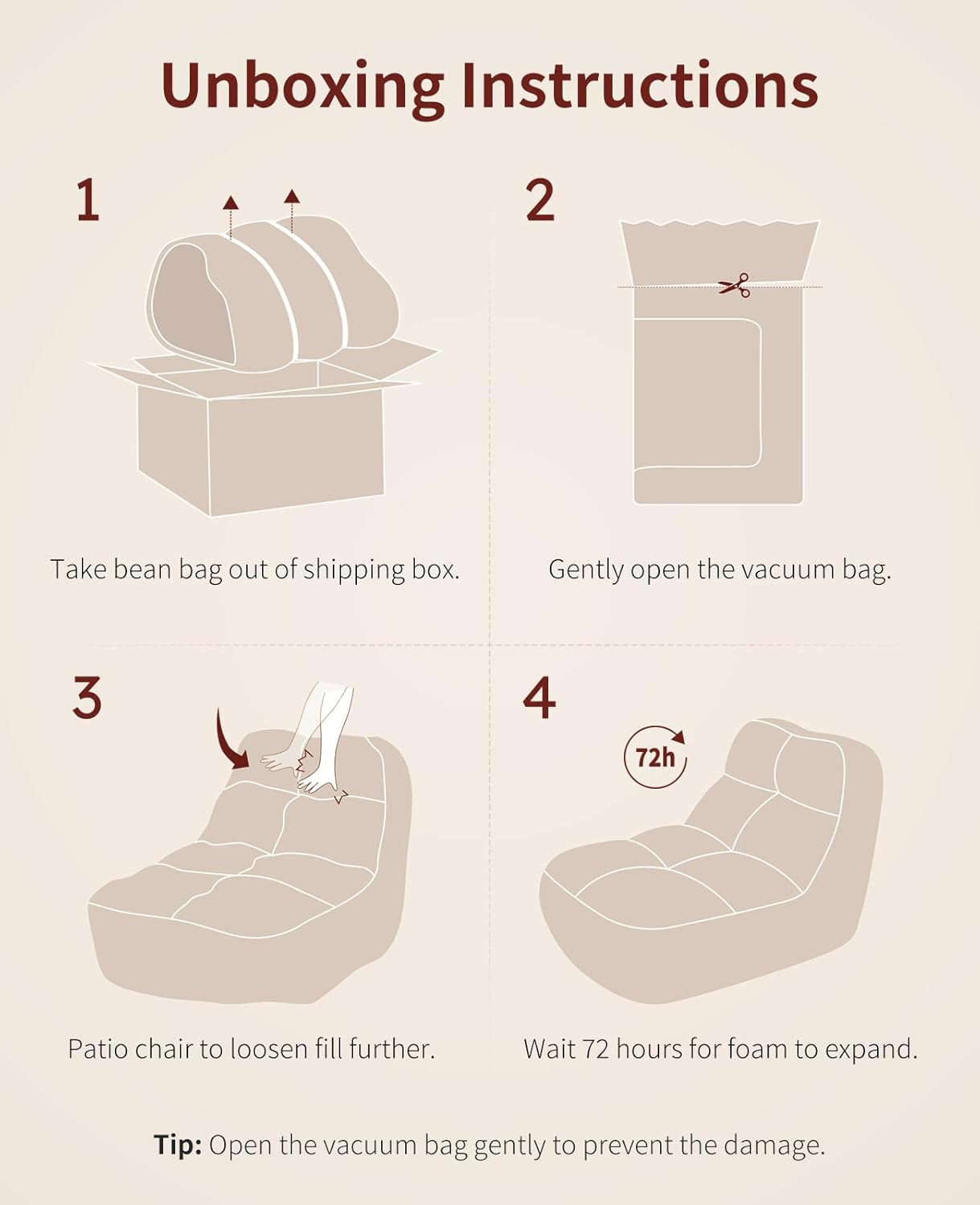 Relefree Giant Bean Bag Chair for Adults, High-Back Memory Foam Bean Bag, Comfy Boneless Chair, Lounge Chair for Bedroom, Living Room, Gaming, Reading Nook