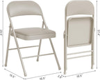 Folding Card Table and Chair Set of 5, No Assembly Required, Beige | Portable Square Card Table with 4 Padded Chairs, Foldable Chairs and Tables for Home, Indoor and Outdoor, Space-Saving