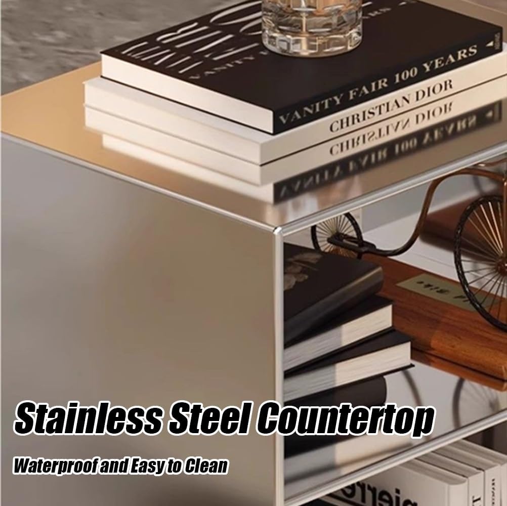 3-Layer Metal Storage Side Table, Square Sofa Side Tables, Simple End Table, Small Accent Tables for Living Room, Bedroom