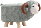 Animal Footstool Footrest Ottoman Home Decor Kids Stool for Outdoor Guest Rooms Indoor, Gray Green